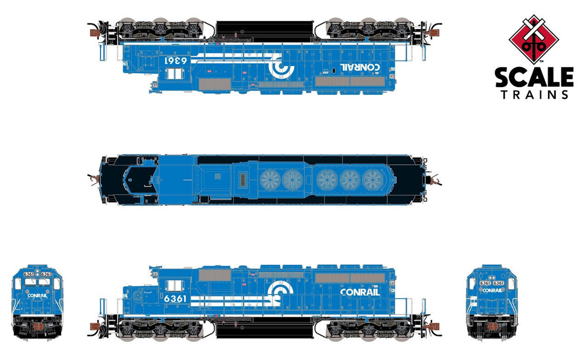 ScaleTrains Rivet Counter N SXT39432 DCC Ready EMD SD40-2 Locomotive Conrail 'Can Opener' w/White Frame Stripe CR #6382
