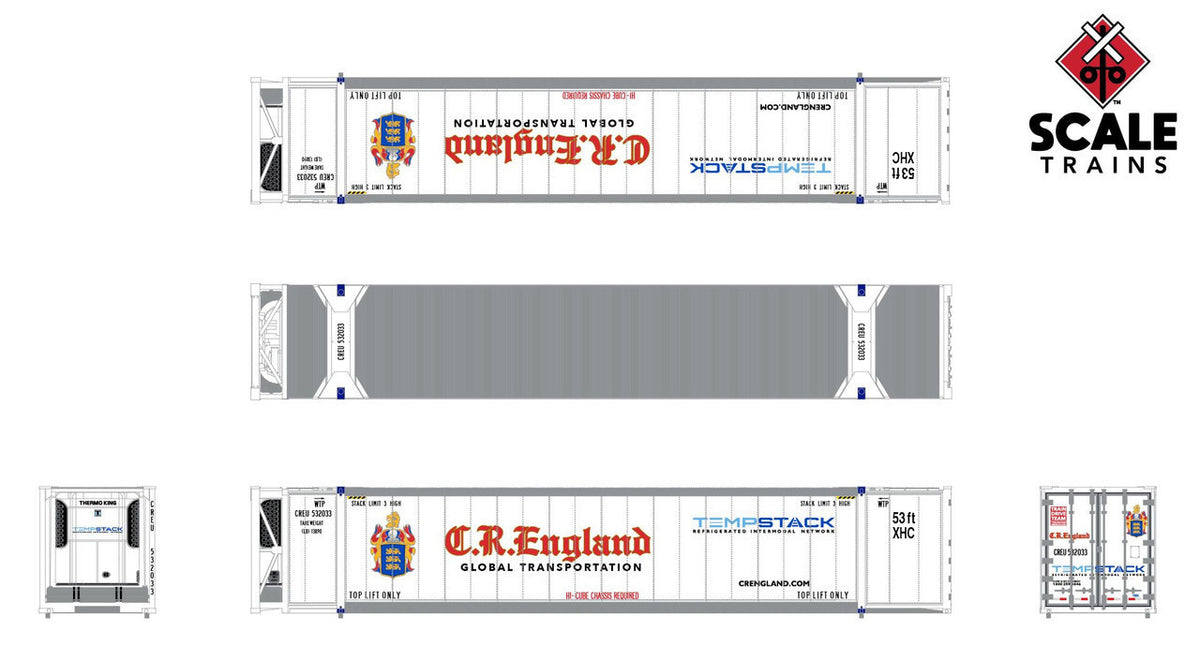 ScaleTrains Operator N SXT11745 CIMC 53' Reefer Container CR England CREU 3-Pack