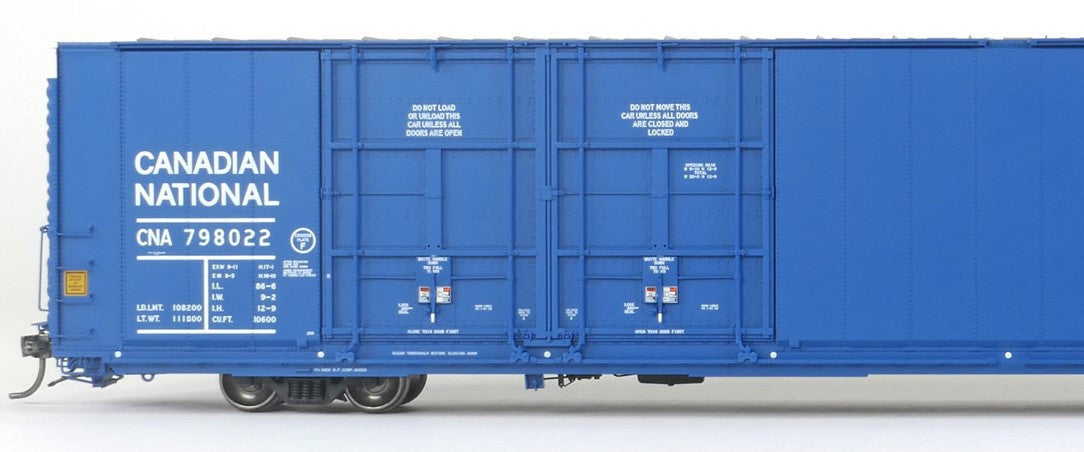 Tangent Scale Models HO 25524-03 Greenville 86′ Quad Plug Door Box Car Canadian National 'Repaint 1991 Blue' CNA #798041