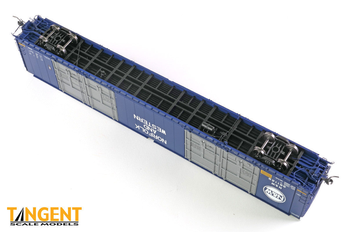 Tangent Scale Models HO 25525-03 Greenville 86′ Quad Plug Door Box Car Norfolk & Western 'Delivery 12-1969 Blue' N&W #861126