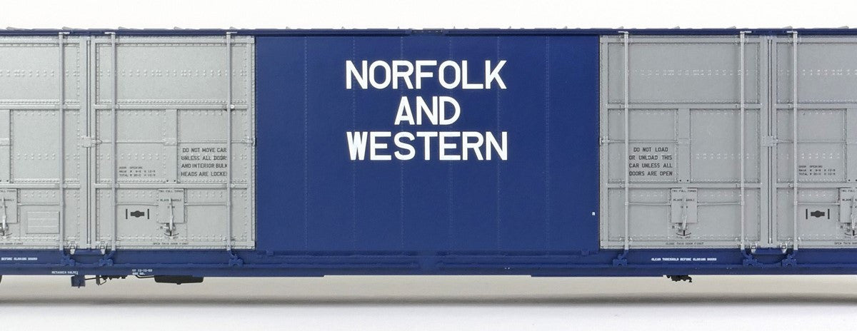 Tangent Scale Models HO 25525-05 Greenville 86′ Quad Plug Door Box Car Norfolk & Western 'Delivery 12-1969 Blue' N&W #861131