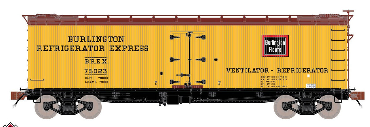 ScaleTrains Fox Valley Models HO SXT15075 PC&F R-40-2 Wood Reefer Burlington Refrigerator Express BREX #75314