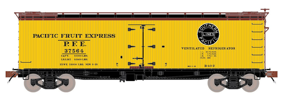 ScaleTrains Fox Valley Models HO SXT15095 PC&F R-40-2 Wood Reefer Pacific Fruit Express/Southern Pacific PFE #37953