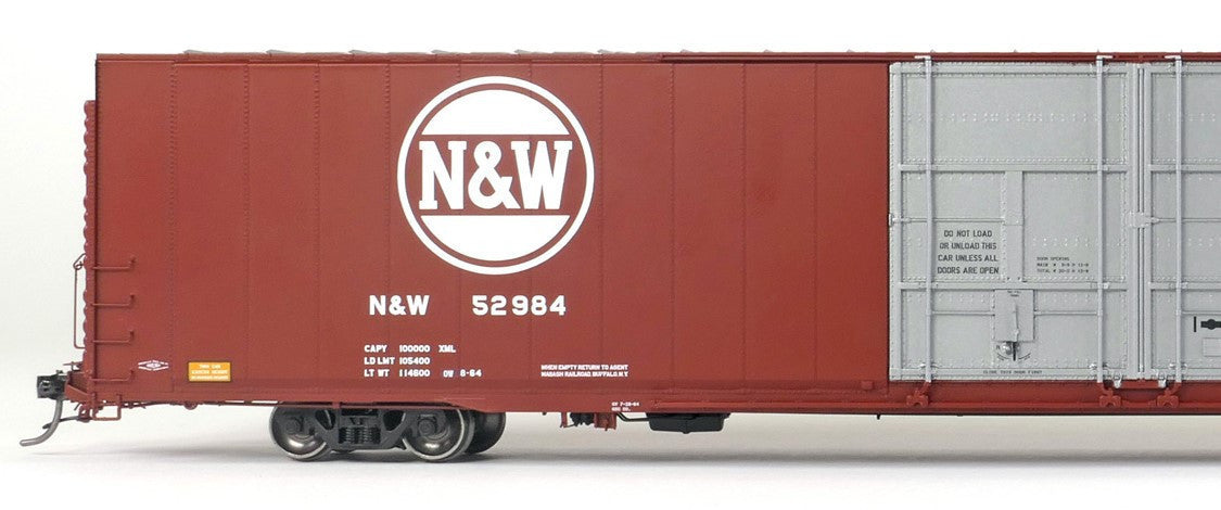 Tangent Scale Models HO 25064-05 Greenville 86′ Double Plug Door Box Car Norfolk & Western 'Delivery 1964 Brown' 1965+ Era NW #52993