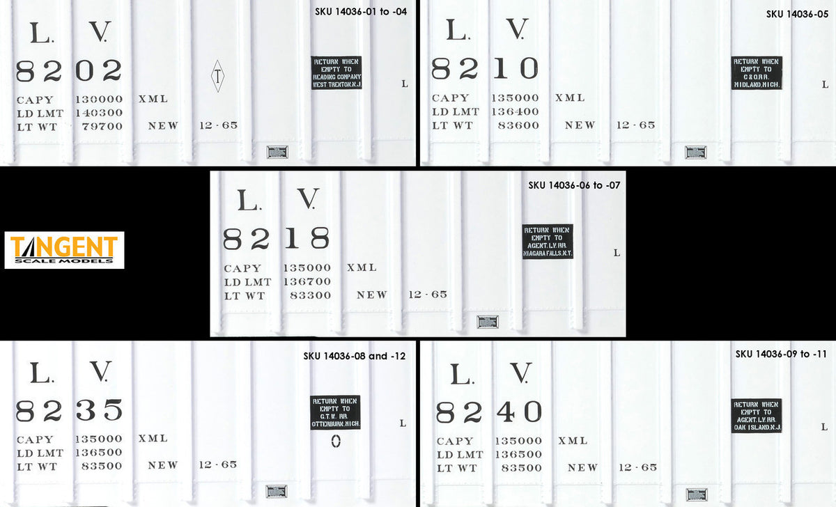 Tangent Scale Models HO 14036-10 PRR Shops X58 Plug Door Boxcar Lehigh Valley 'Delivery 12-1965 X58B' LV #8240