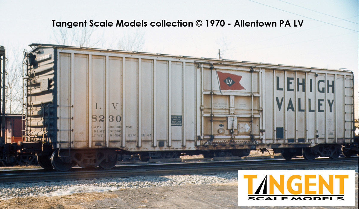 Tangent Scale Models HO 14036-10 PRR Shops X58 Plug Door Boxcar Lehigh Valley 'Delivery 12-1965 X58B' LV #8240