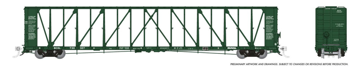 Rapido Trains Inc N 562008A NSC Centerbeam Flatcar BC Rail Green BCOL Single Car #2