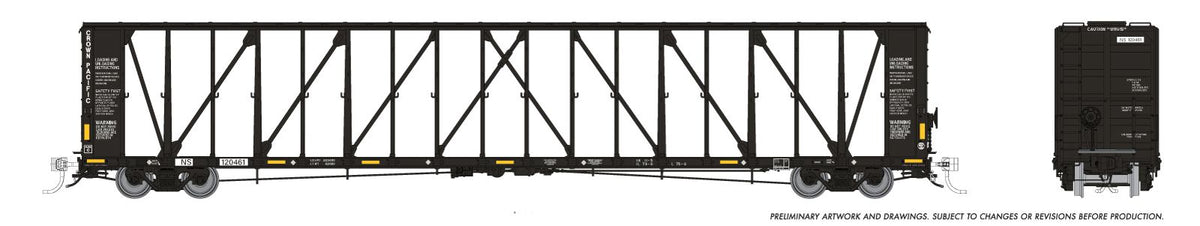 Rapido Trains Inc N 562012 NSC Centerbeam Flatcar Norfolk Southern Black / Patchout 6-Pack