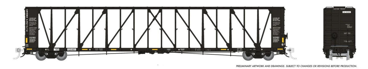 Rapido Trains Inc HO 174012A NSC Centerbeam Flatcar Norfolk Southern Black 'Patchout' NS Single Car
