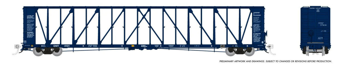 Rapido Trains Inc HO 174013A NSC Centerbeam Flatcar Ontario Northland Blue ONT Single Car