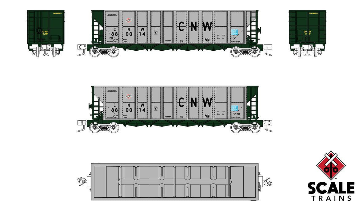 ScaleTrains Fox Valley Models N FVM10081 Trinity RD-4 Coal Hopper Chicago & NorthWestern CNW #880107