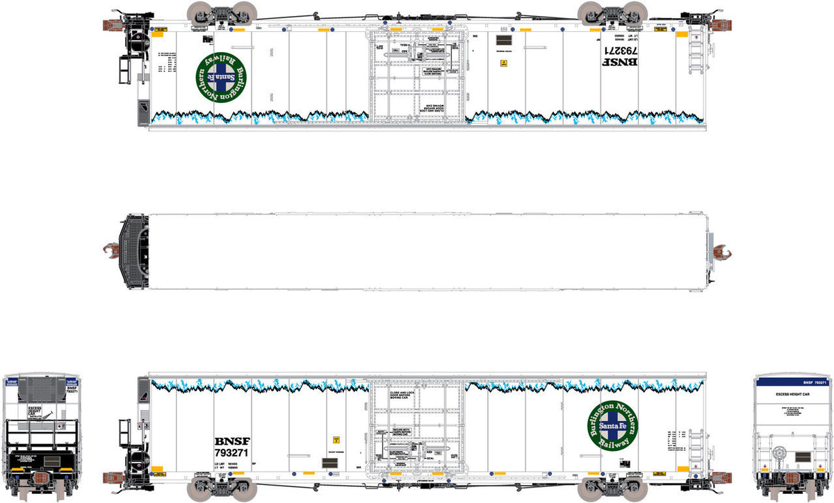 ScaleTrains Rivet Counter N SXT39798 Non-Sound Trinity 82' 7883 Mechanical Reefer Roofline Icicles w/Stripes & Carrier BNSF #793282