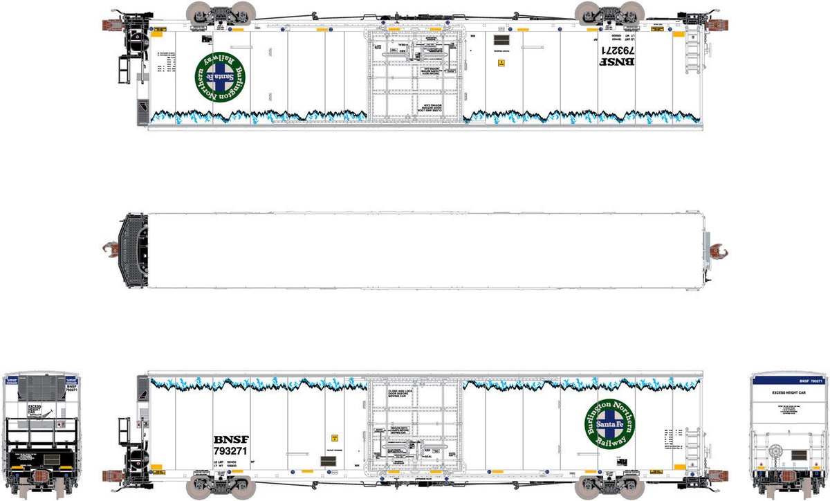 ScaleTrains Rivet Counter N SXT39801 Sound Equipped Trinity 82' 7883 Mechanical Reefer Roofline Icicles w/Stripes & Carrier BNSF #793289