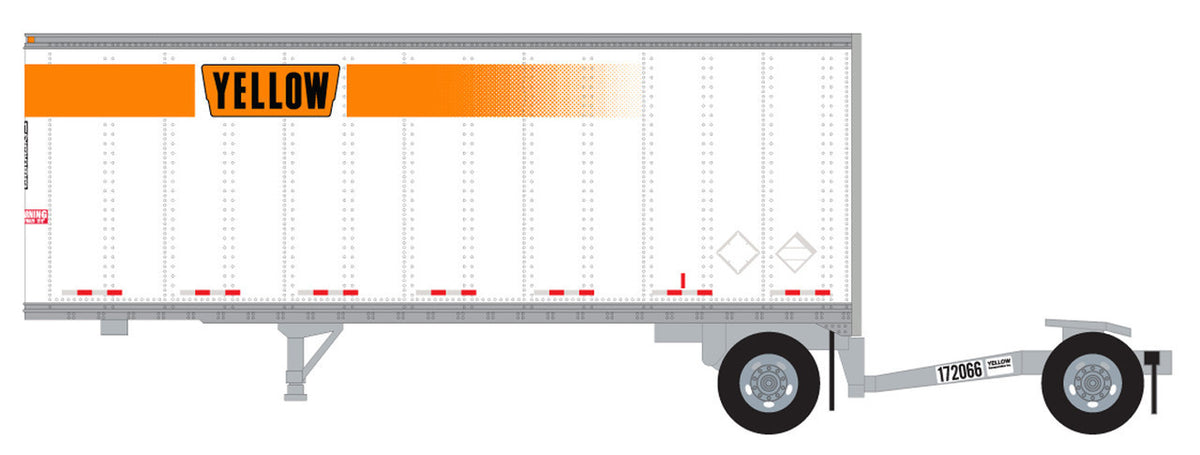 Trainworx N 42885-03 28' Pup Van Trailer with Converter Dolly Yellow #3 Narrow Lettering Logo