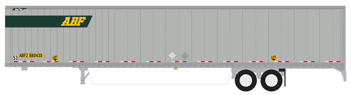 Trainworx N 45393-03 Hyundai 53' Dry Van Semi Trailer with Skirts ABFZ #3 Logo in Upper Front