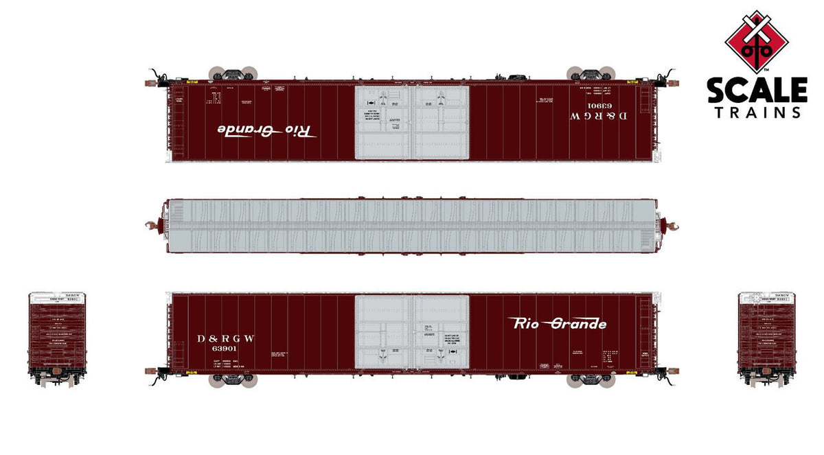 ScaleTrains Rivet Counter HO SXT39061 Thrall 86' High-Cube Double-Plug-Door Boxcar with Roofwalk Rio Grande D&RGW #63911