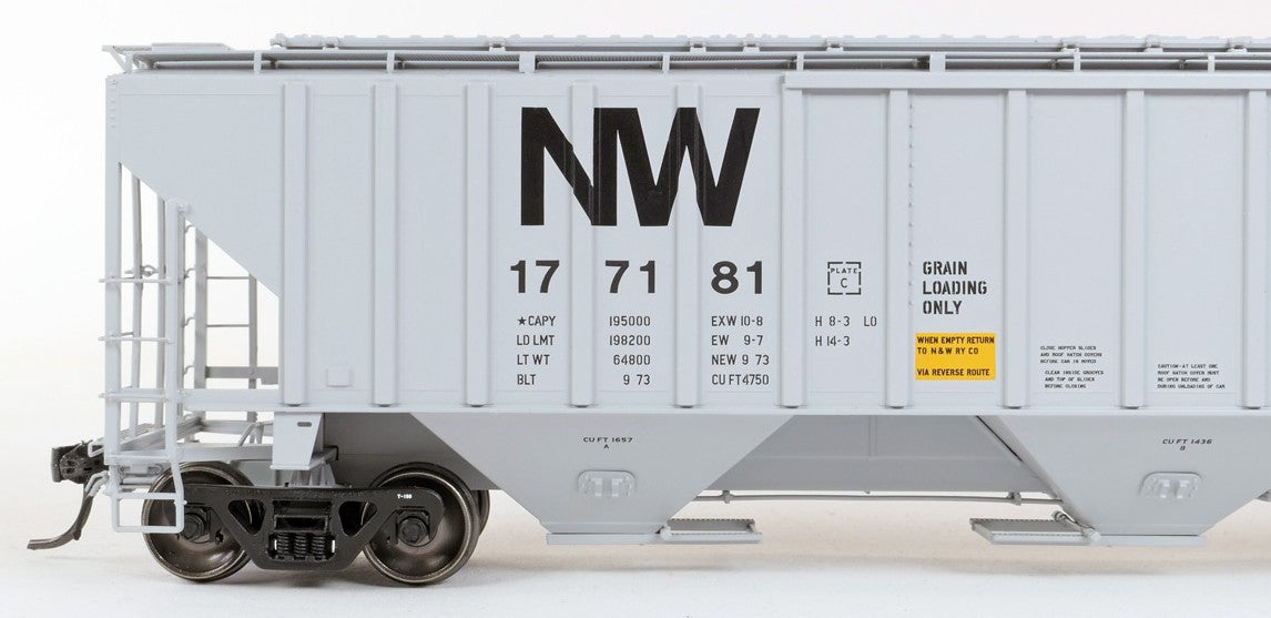 Tangent Scale Models HO 36220-07 NW Roanoke Shops 4750CuFt Covered Hopper Norfolk Western 'Delivery HC-71 1973' NW #177144