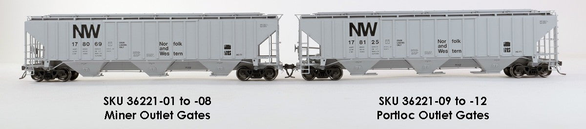 Tangent Scale Models HO 36221-10 NW Roanoke Shops 4750CuFt Covered Hopper Norfolk Western 'Delivery HC-71 1979' NW #178125