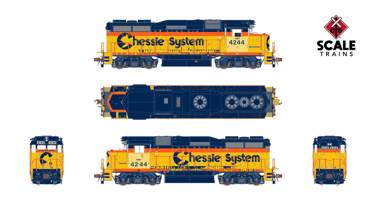 ScaleTrains Rivet Counter HO SXT40962 DCC Ready EMD GP30M CSXT 'ex-Chessie System Patch/Distressed Lettering' CSXT #4244