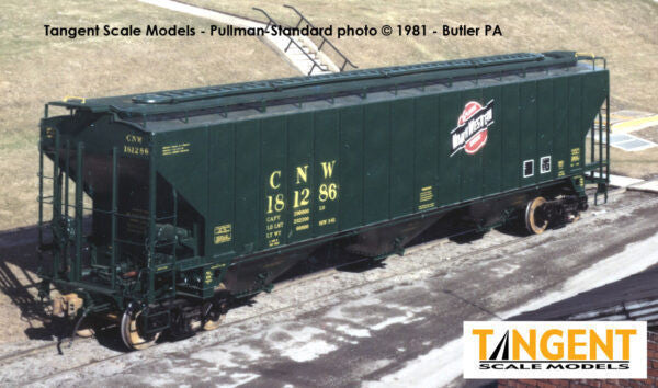 Tangent Scale Models HO 36360-12 PS4750 Covered Hopper Chicago and North Western Delivery Green 3-1981 CNW #181238