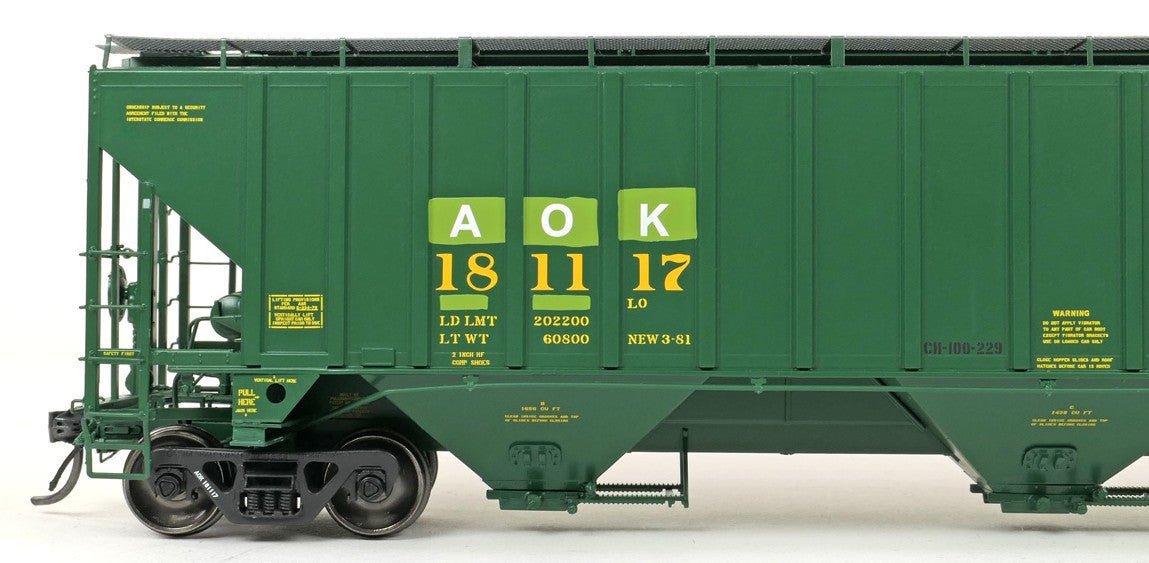 Tangent Scale Models HO 36361-03 PS4750 Covered Hopper Arkansas-Oklahoma Railroad ex-CNW Restencil 2006+ AOK #181386