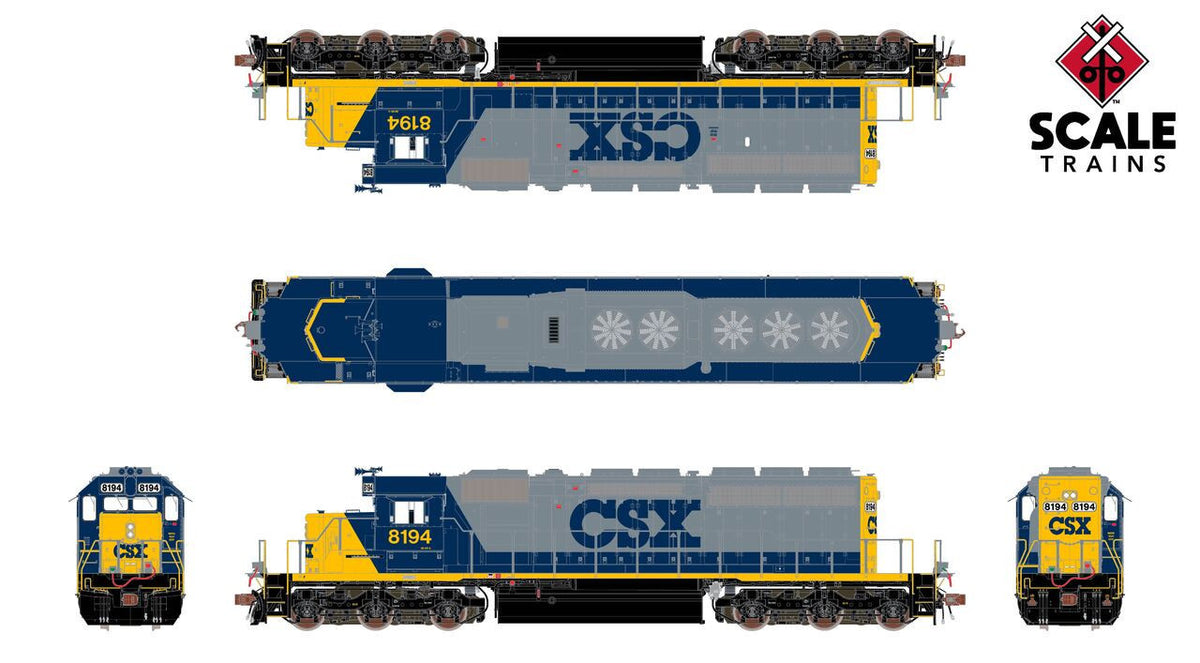 ScaleTrains Rivet Counter HO SXT40769 DCC/ESU Loksound 5 Equipped EMD SD40-2 Locomotive CSX YN2 CSX #8194