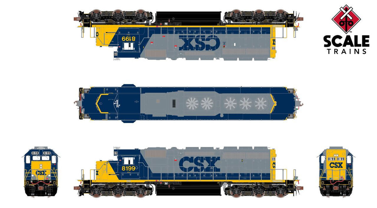 ScaleTrains Rivet Counter HO SXT40776 DCC Ready EMD SD40-2 Locomotive CSX YN2 Ditch Lights CSX #8203