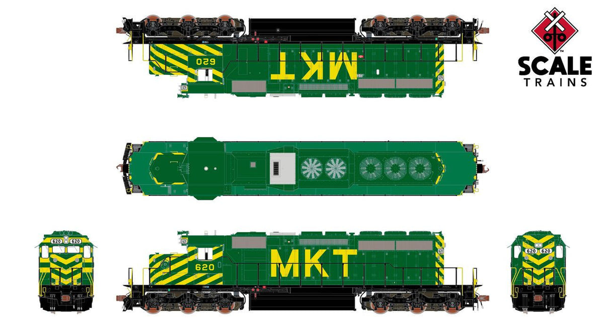 ScaleTrains Rivet Counter HO SXT40782 DCC Ready EMD SD40-2 Locomotive Missouri-Kansas-Texas As-Delivered MKT #625