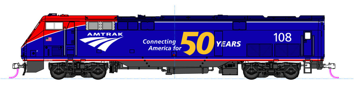 Kato N 176-6037-LS-DMW GE P42 Genesis with DCC/ESU LokSound V5 Amtrak 'Phase VI' w/ 50th Anniversary Logo AMTK #108