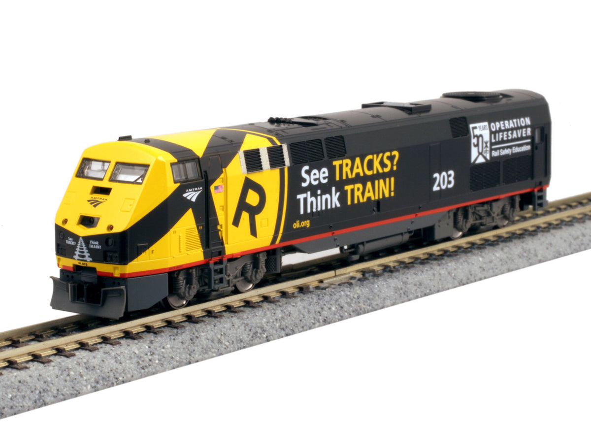 Kato N 176-6039 DCC Ready GE P42 Genesis Diesel Locomotive Amtrak 'Operation Lifesaver' AMTK #203