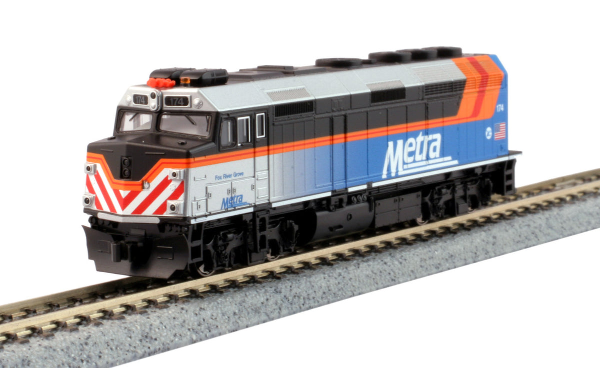 Kato N 176-9105-LS-DMW with DCC/ESU LokSound V5 EMD F40PH Locomotive Chicago Metra 'New Paint Scheme' #174 'Fox River Grove'