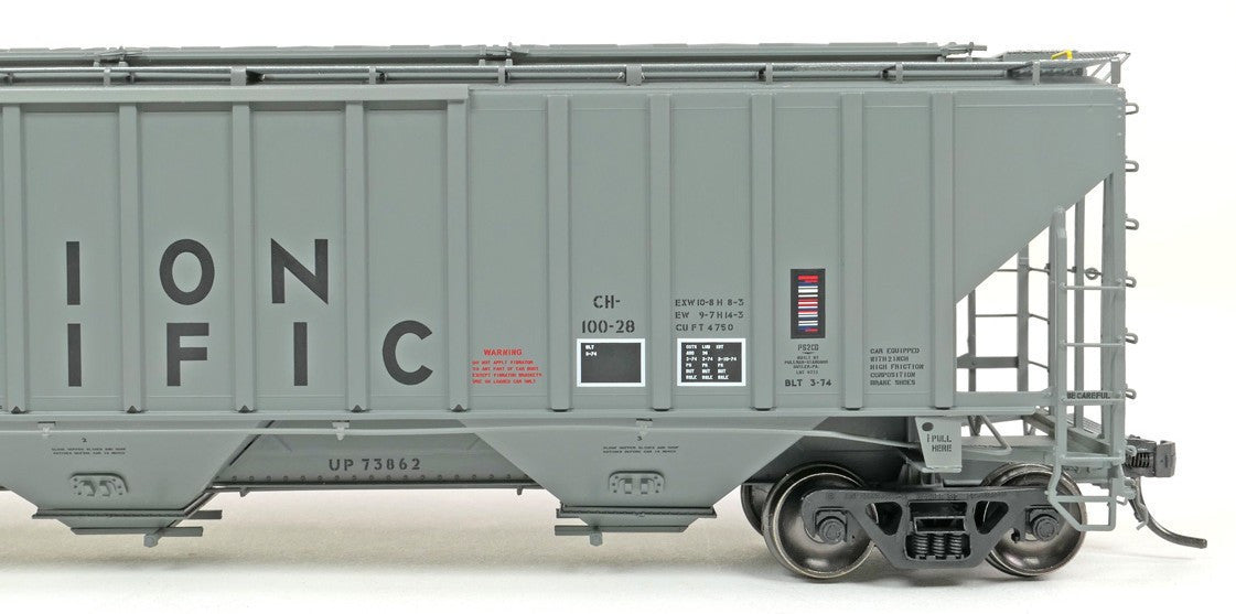 Tangent Scale Models HO 36373-12 PS4750 Covered Hopper Union Pacific 'Delivery Gray CH-100-28 3-1974' UP #74082