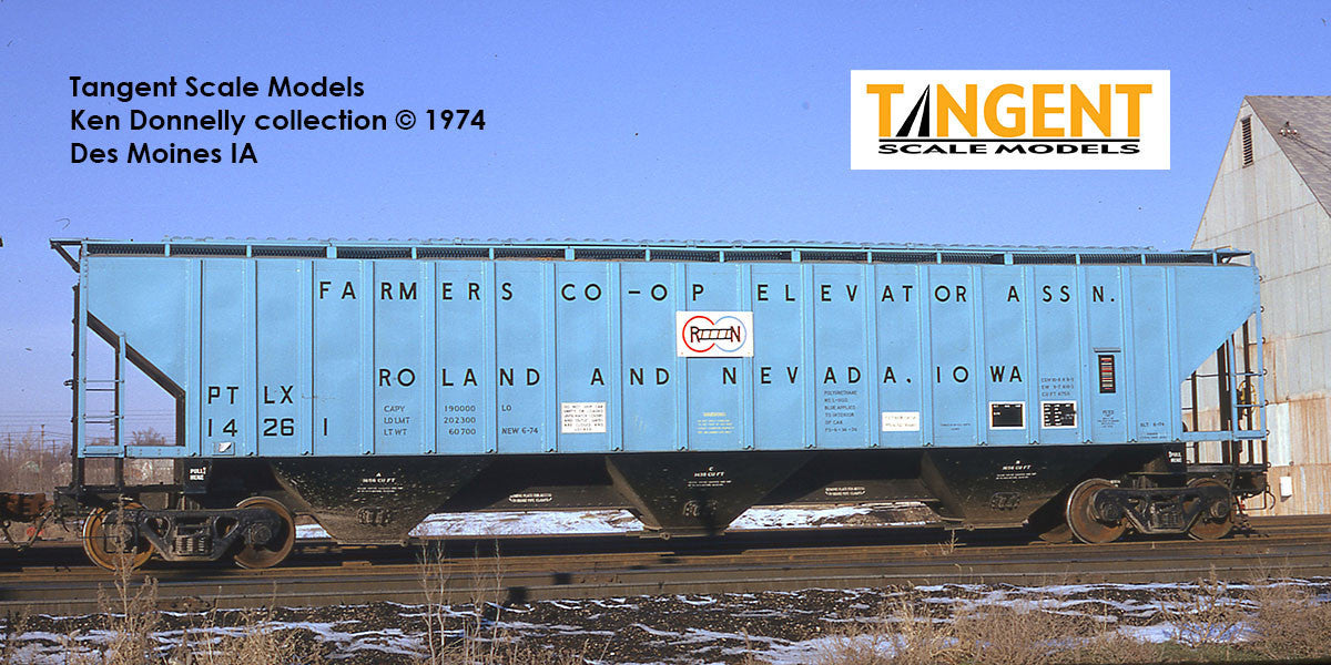 Tangent Scale Models HO 20078-03 PS4750 Covered Hopper Pullman Transport Leasing Company 'Roland & Nevada Iowa 1974' PTLX #14258