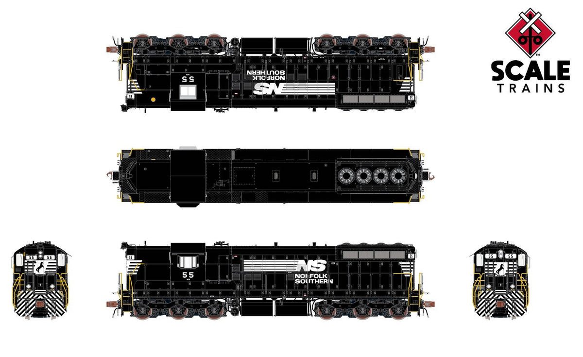 ScaleTrains Rivet Counter HO SXT41185 DCC Ready EMD SD9M Norfolk Southern 'Thoroughbred' w/Ditch Lights NS #54