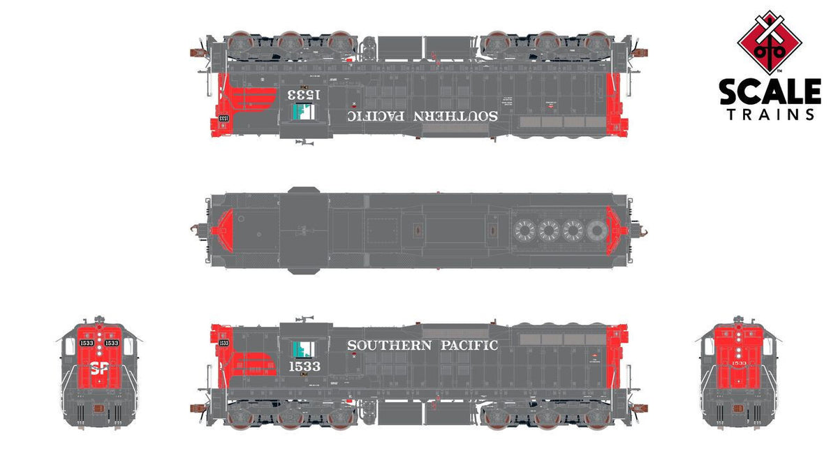 ScaleTrains Rivet Counter HO SXT41197 DCC Ready EMD SD7R Locomotive Southern Pacific 'Bloody Nose' SP #1530