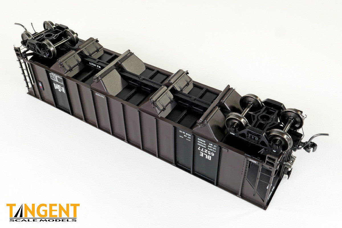 Tangent Scale Models HO 32060-32 Pullman-Standard 3400CuFt Quad Coal Hopper Bessemer and Lake Erie 'Delivery Cor-ten Black 1975' BLE #65308