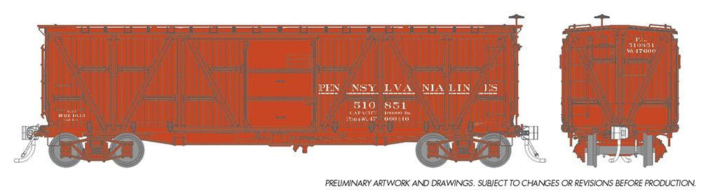 Rapido Trains Inc HO 177003 PRR X23 Wood Boxcar Pennsylvania RR - Lines Scheme - 6-Pack