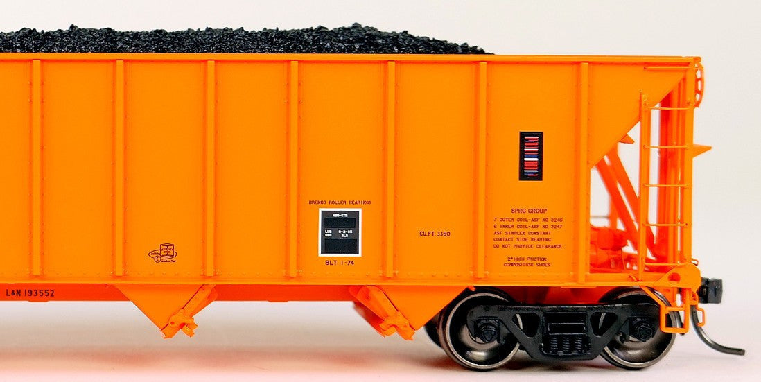 Tangent Scale Models HO 32015-07 Bethlehem Steel 3350CuFt Quad Coal Hopper CSXT Era 'Ex-L&N Orange' 1991+ L&N #193624