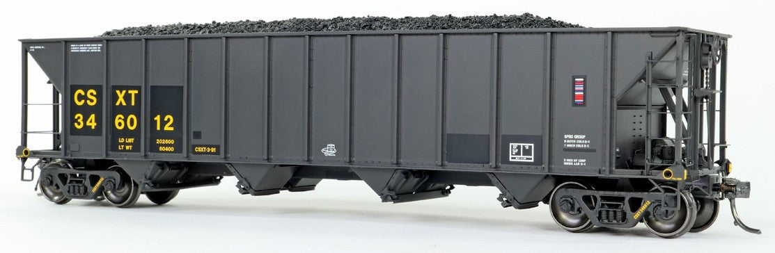 Tangent Scale Models HO 32017-07 Bethlehem Steel 3350CuFt Quad Coal Hopper CSXT Era 'Restencil Ex-LN White Slant 1990+' CSXT #346146