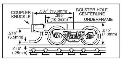 Micro Trains Line N 00133020 Pilot Locomotive Coupler Conversion Kit Bachmann F7 Loco (1164) - 2 Pair