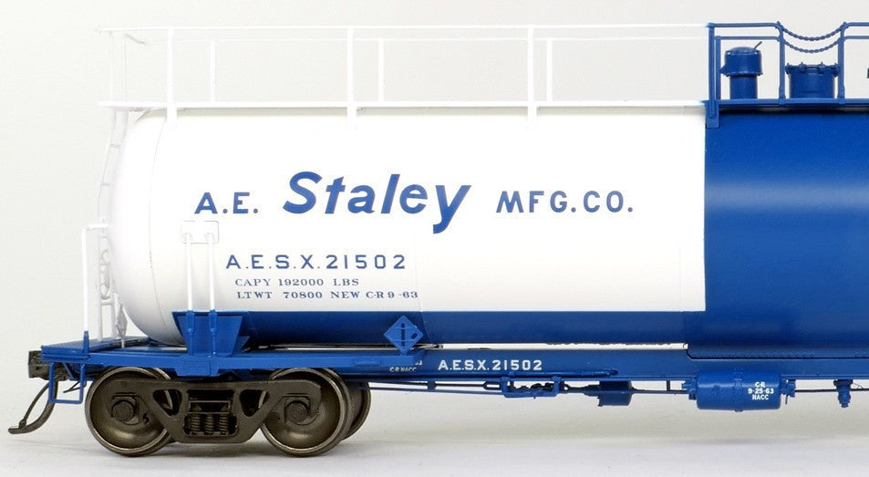 Tangent Scale Models HO 31010-04 NACC 1963-Design 20,500 Gallon Non-Insulated Tank Car 'A.E. Staley Mfg. Co. Delivery 1963' AESX #21507