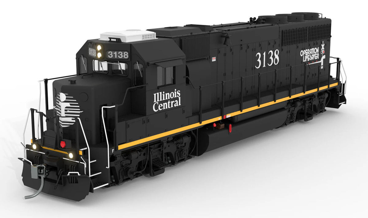 Rapido Trains Inc HO 40554 DCC/ESU LokSound V5 Equipped EMD GP40R Locomotive Illinois Central 'Black Scheme' IC #3138