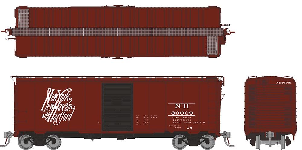 Rapido Trains Inc HO 181005 1937 AAR 40' Boxcar "Round corner" New York New Haven and Hartford "Script" NH 6-Pack