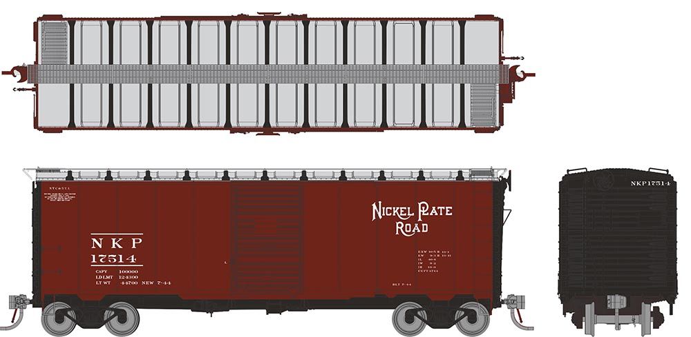 Rapido Trains Inc HO 181006A 1937 AAR 40' Boxcar "Round corner" Nickel Plate Road NKP Single Car