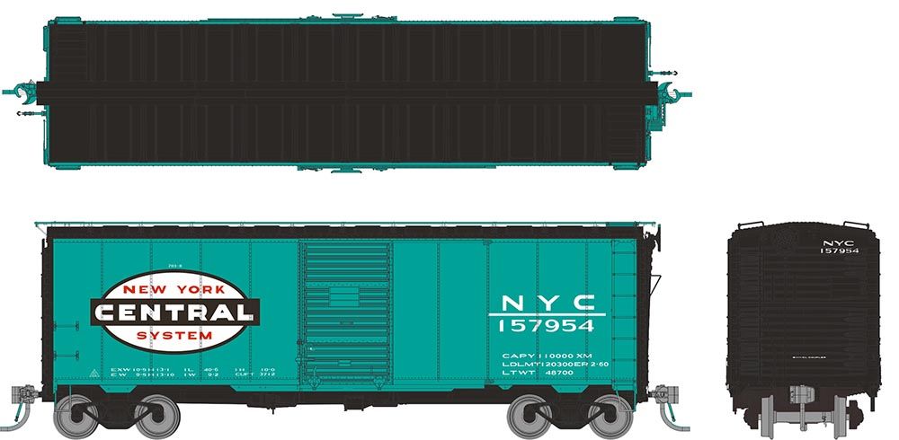 Rapido Trains Inc HO 181007A 1937 AAR 40' Boxcar "Round corner" New York Central "Green" NYC Single Car