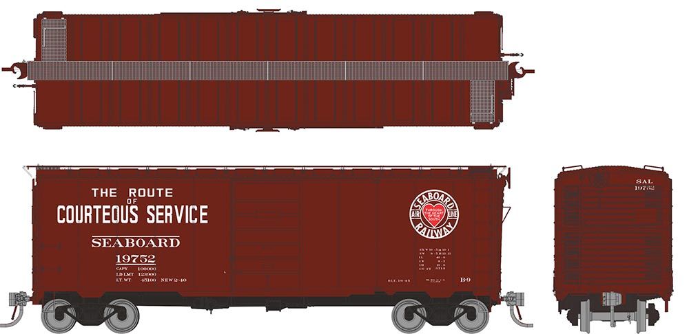 Rapido Trains Inc HO 181008A 1937 AAR 40' Boxcar "Round corner" Seaboard Single Car