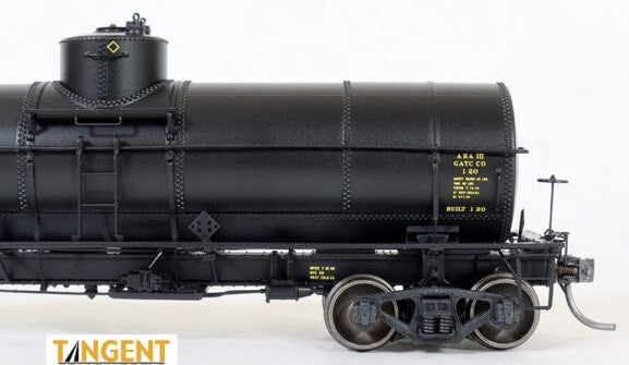 Tangent Scale Models HO 19026-01 General American GATC 8,000 Gallon 1917-Design Radial Course Tank Car UTLX 'Black Repaint 1948+' UTLX #72150