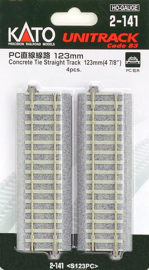 Kato HO Unitrack 2-141 Concrete Tie Straight Track 123mm 4 7/8" 4 pieces