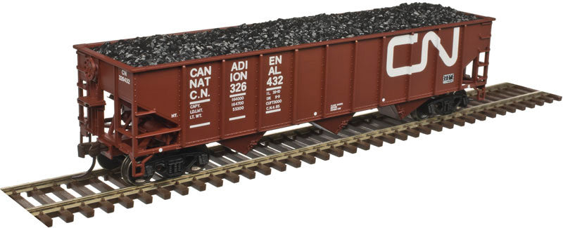 Atlas Trainman HO 20004901 AAR 70 Ton 9-Panel 3-Bay Open Hopper Standard End Canadian National CN #326209
