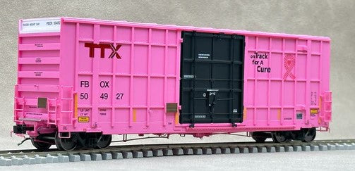 Aurora Miniatures EXCLUSIVE HO 305049 Gunderson / Greenbrier 6276 cf 50′ Plate F Boxcar TTX 'On Track for A Cure' FBOX #504927
